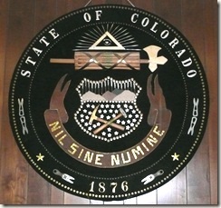 A replica of the state seal of Colorado
