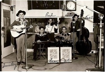 Western Playboy's: Smiley, Leon Allison, Red, Al, and Bill and KFEL radio recording studio Denver, CO 1950s or 60s