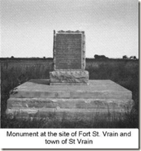 Monument at the site of Fort St. Vrain and town of St. Vrain. Photo courtesy of the Weld County Sheriff's Office.